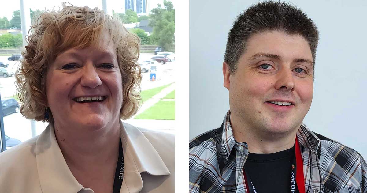 Headshots of two people